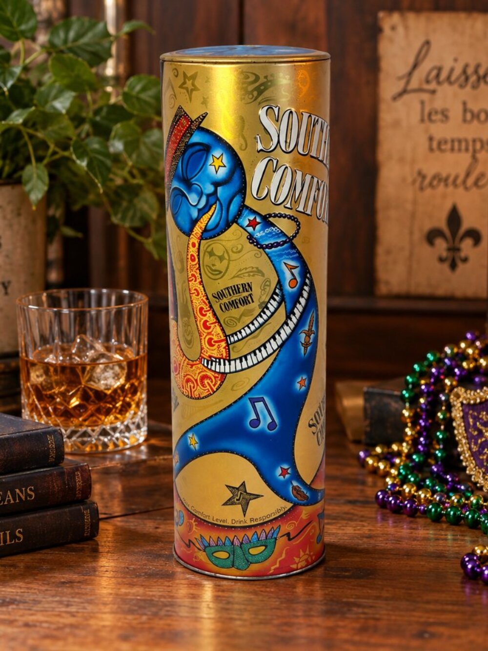 Southern Comfort Collectible Tin New Orleans Mardi Gras Music 11.5" Tall